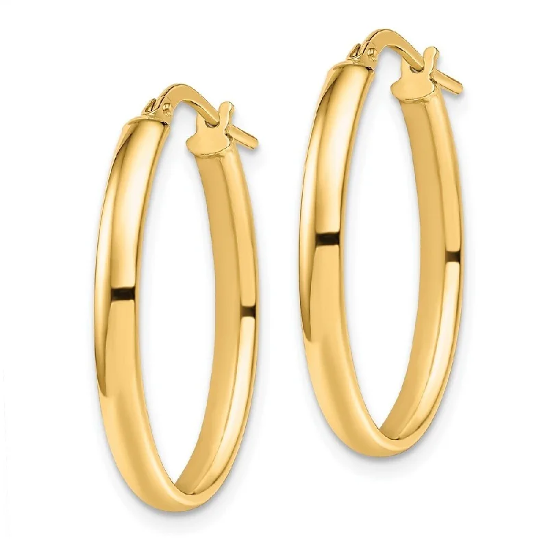 Hoop earrings with multi-tone finishes for a colorful and layered effect-Diamond2Deal 10k Yellow Gold Polished Oval Hoop Earrings (L-26mm, W-7mm)