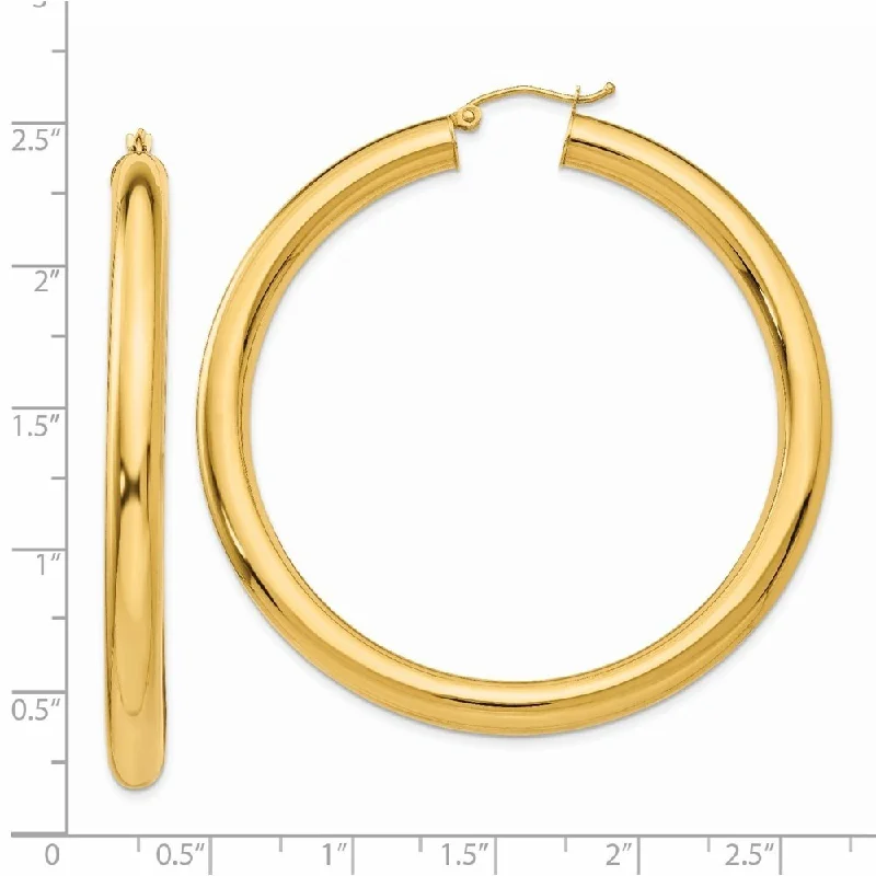 Best hoop earrings with Swarovski crystals for added sparkle and luxury-Diamond2Deal 14K Yellow Gold Tube Hoop Earrings (L-55 mm, W-5 mm)