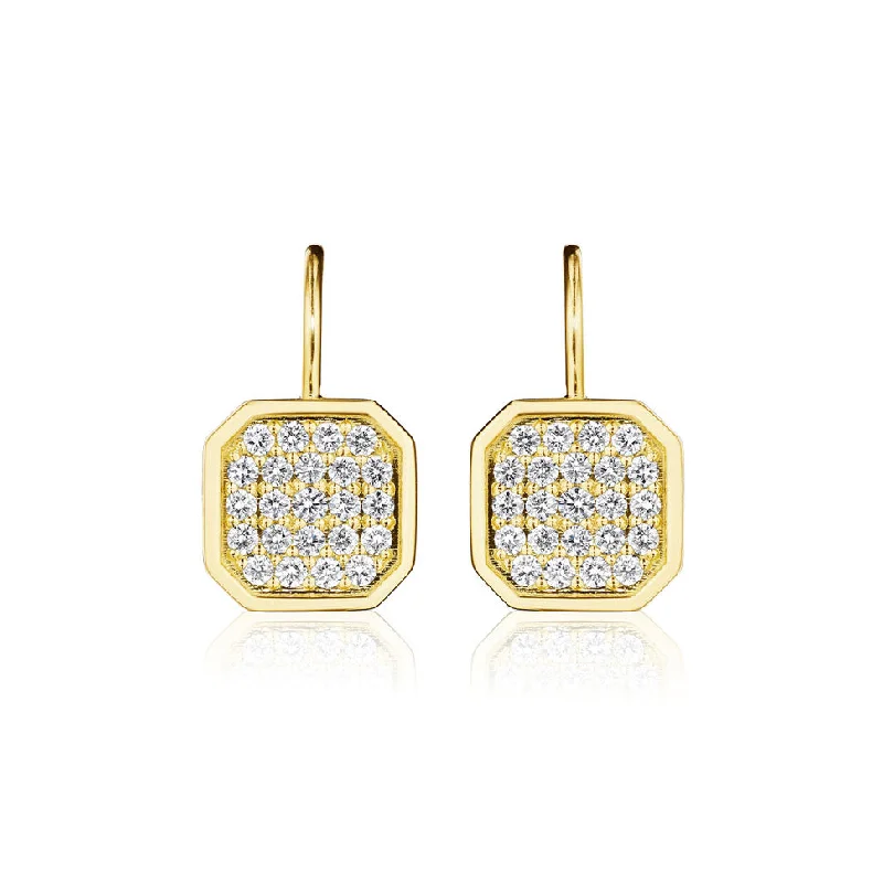 Hoop earrings with oversized pearl accents for a statement-making look-Diamond Asscher Shape Earrings