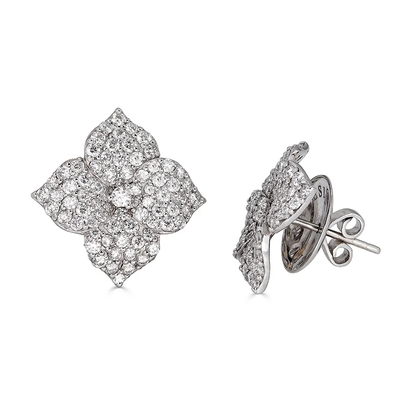 Best hoop earrings with geometric triangle shapes for a modern, chic design-Diamond Flower Earrings