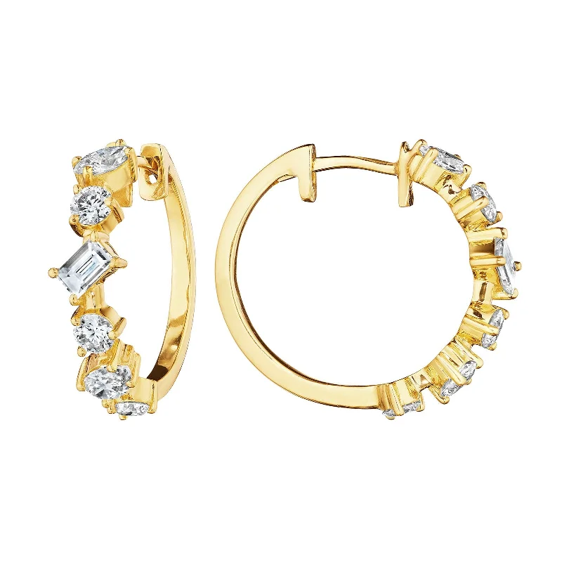 Best hoop earrings with matte finish for a sophisticated, understated design-Diamond Mixed Shape Hoops