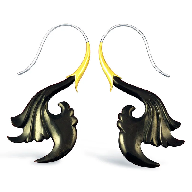 Hoop earrings with removable pendants for a versatile and customizable accessory-<span>ESH-102<span>: </span></span>Tomahawk Hooks - Horn