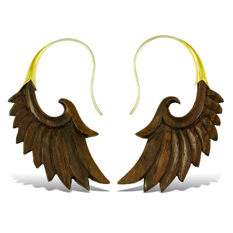 Best hoop earrings with lever-back closures for secure and easy wear-<span>ESW-068<span>: </span></span>Shira Wings - Wood