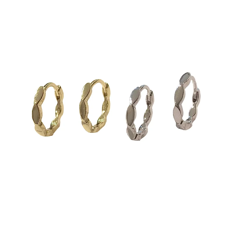 Hoop earrings with polished metal for a shiny and high-quality finish-Flat Wavy Huggies