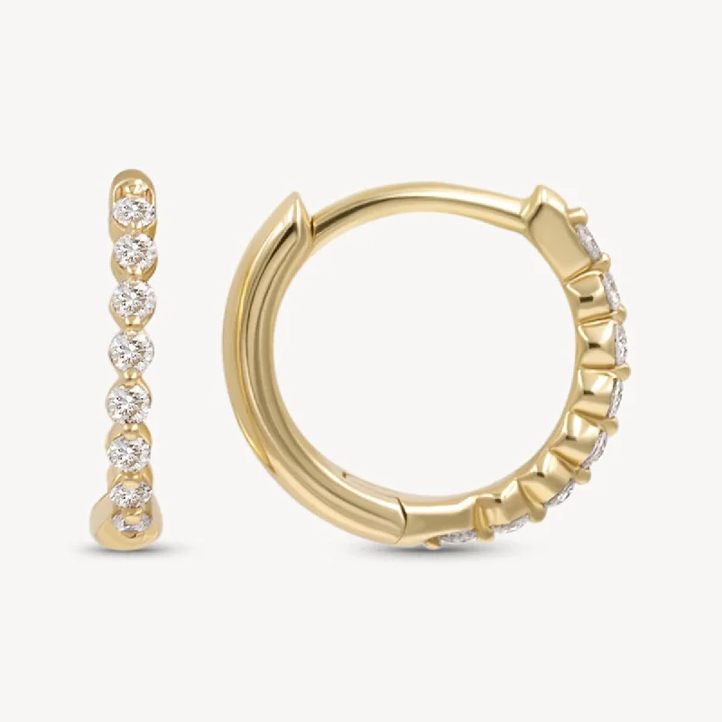 Hoop earrings with tortoiseshell designs for a chic and classic style-Floating Diamond Huggies