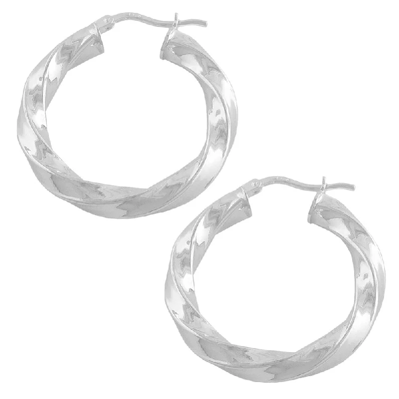 Best hoop earrings with minimalist designs for a clean and modern aesthetic-Fremada Sterling Silver 20-mm Wide Twist Hoop Earrings