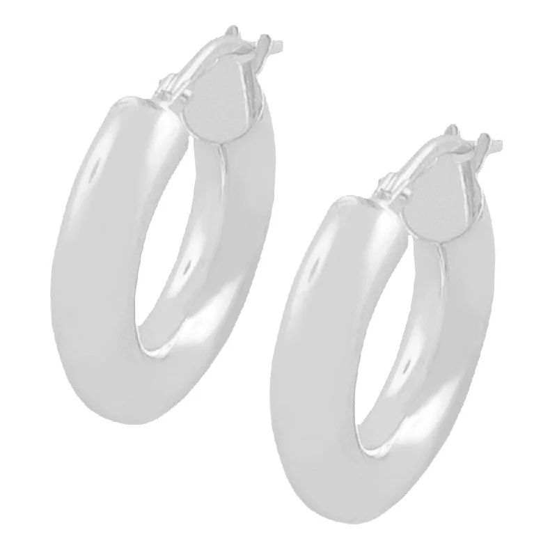 Hoop earrings with pearl accents for a chic and classic style-Fremada Sterling Silver 4-mm Round Polished Hoop Earrings