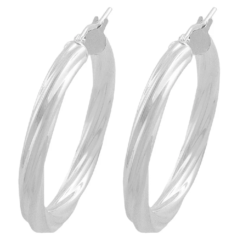 Best hoop earrings with gold-plated finishes for an affordable luxury vibe-Fremada Sterling Silver 4-mm Round Twisted Hoop Earrings