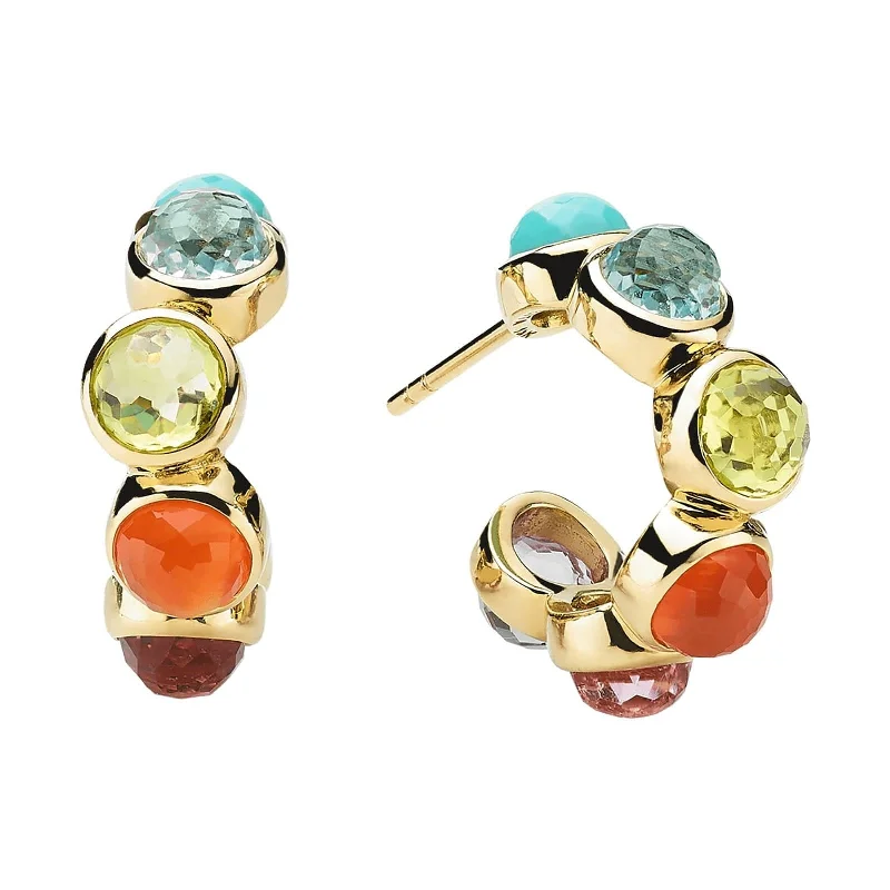 Hoop earrings with diamond-cut surfaces for added sparkle and shine-All-Stone Tiny Hoop Earrings in Rainbow