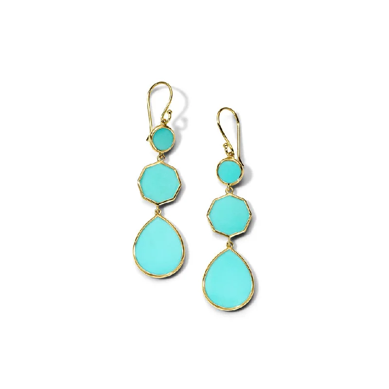 Best hoop earrings with marbled designs for a trendy and artistic effect-Turquoise Polished Rock Candy Crazy 8's Earrings