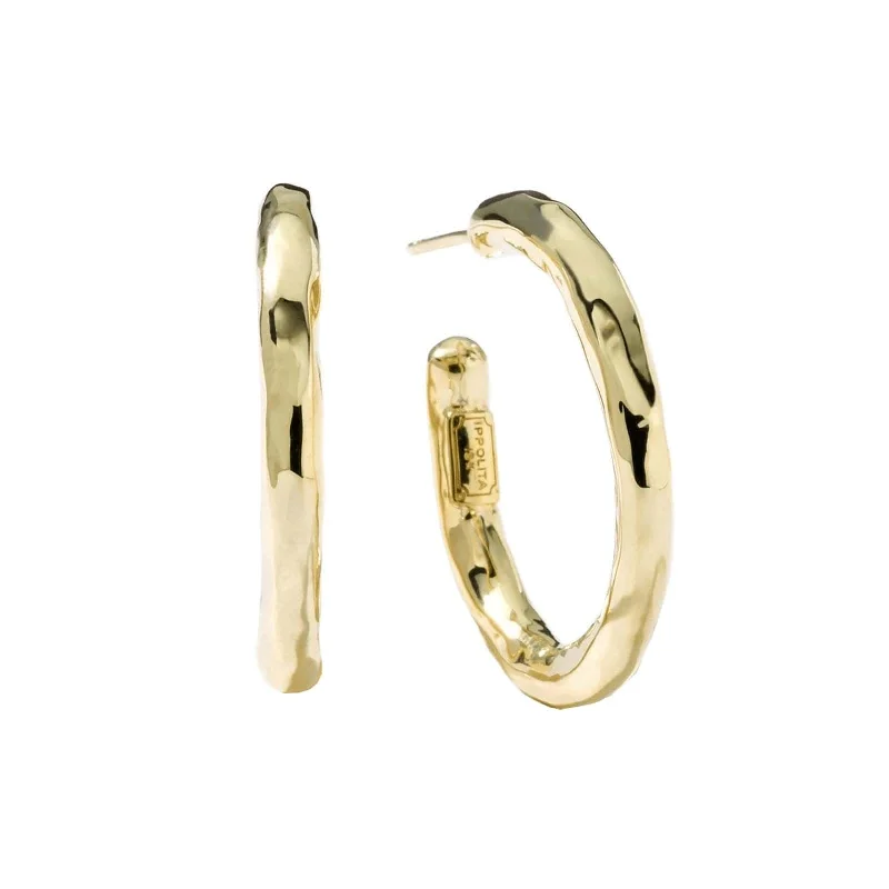 Best hoop earrings with snake chain details for a sleek and modern touch-Small Hammered Hoop Earrings