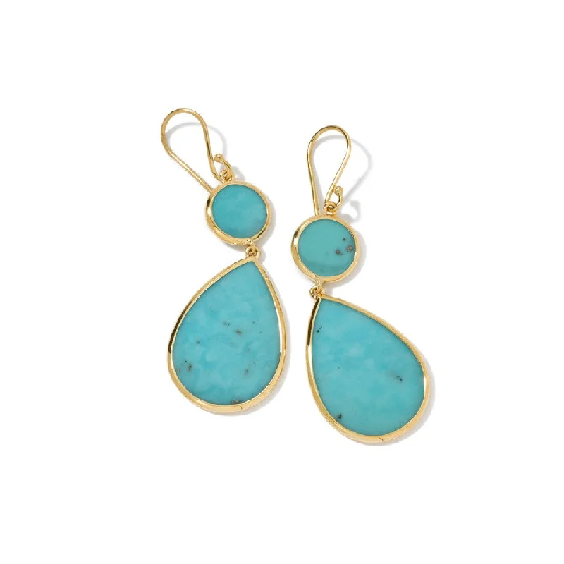 Hoop earrings with snake print designs for an edgy, wild appearance-Ippolota Turquoise Double Drop Polished Rock Candy Earrings