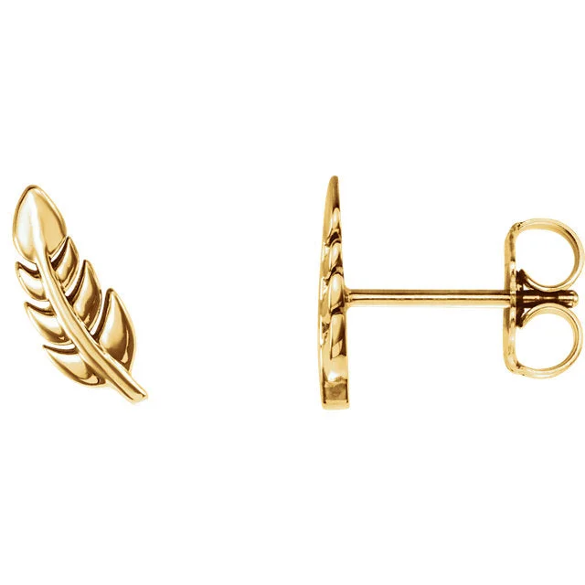 Hoop earrings with textured gold for a refined and sophisticated aesthetic-Gold Leaf Studs