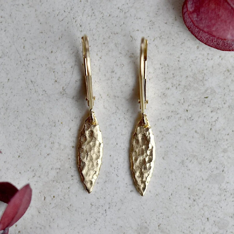 Small hoop earrings for a delicate and understated everyday wear-Golden Leaf Earrings