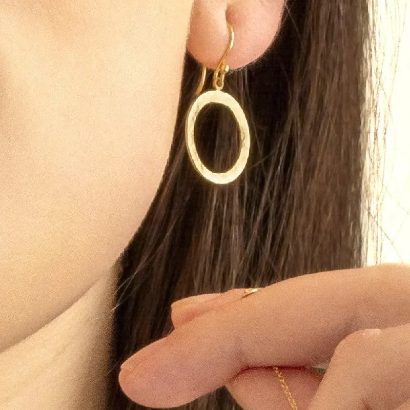 Best hoop earrings with marbled designs for a trendy and artistic effect-Hammered Open Disc Hook Earrings