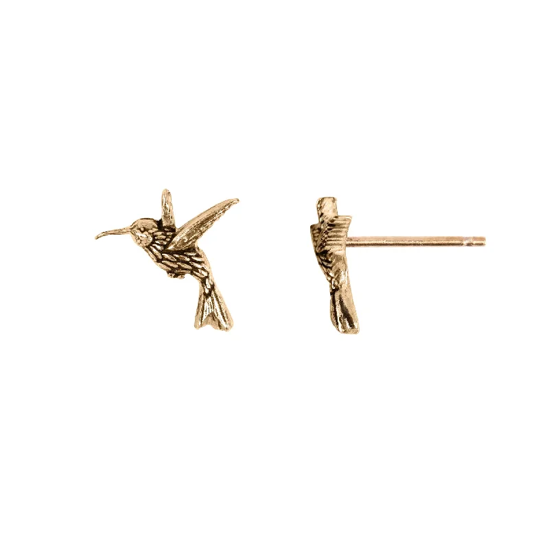 Best hoop earrings with asymmetrical designs for a fashion-forward, avant-garde look-Hummingbird 14K Gold Stud