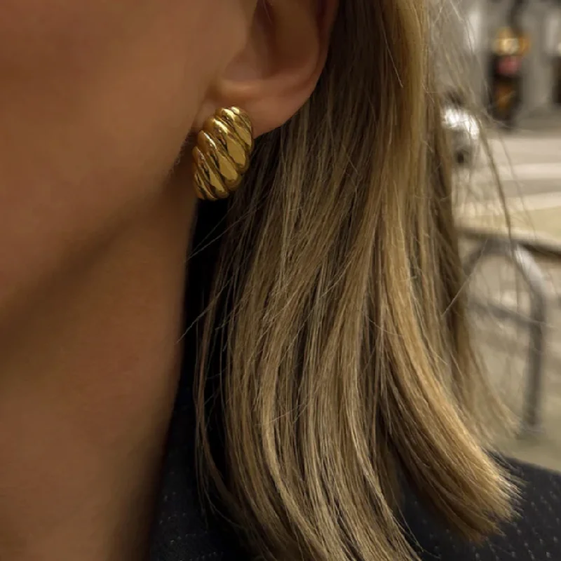 Hoop earrings with hammered copper for a warm and rustic aesthetic-Icon Studs