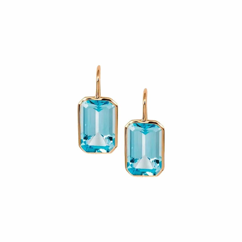 Hoop earrings with hammered textures for a boho-chic and rustic vibe-Blue Topaz Gossip Earrings