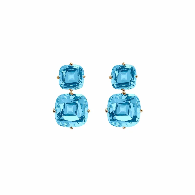 Best hoop earrings with Swarovski crystals for added sparkle and luxury-Blue Topaz Two-Tier Earrings