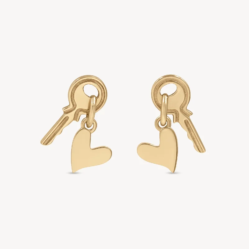 Best hoop earrings with detachable studs for a versatile and adjustable accessory-Key to My Heart Studs