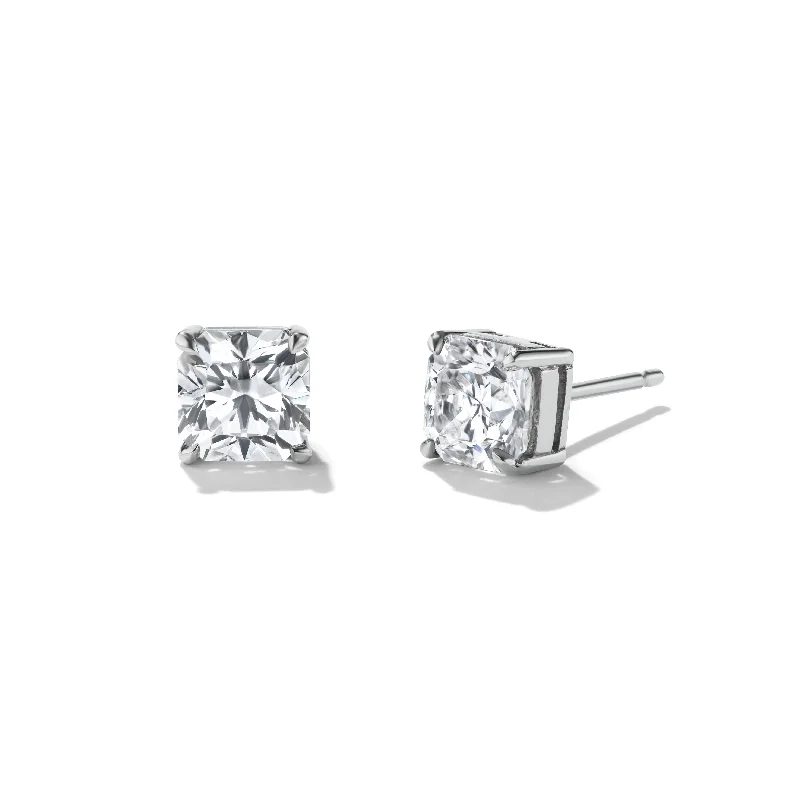 Hoop earrings with polished metal for a shiny and high-quality finish-MONA Radiant Cut Diamond Studs 1.93CRT TTL