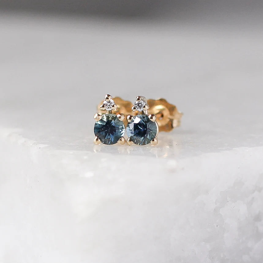 Best hoop earrings with satin ribbons for a soft, feminine appearance-Montana Blue Sapphire and Diamond Stud