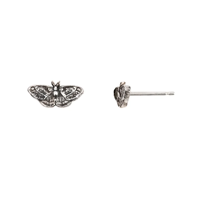 Hoop earrings with twisted metal designs for a dynamic and modern style-Moth Stud