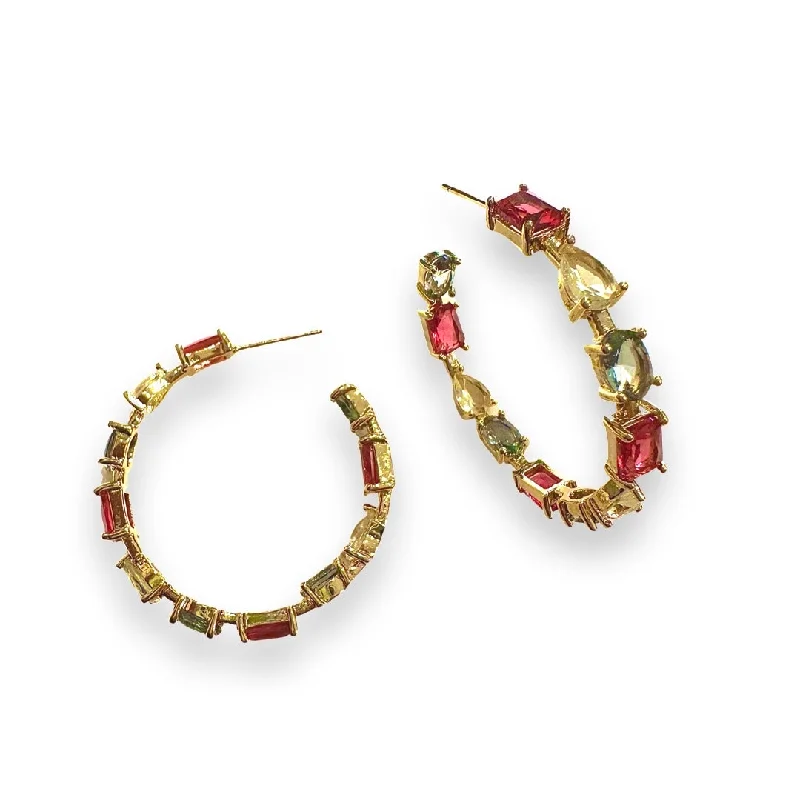 Best hoop earrings with geometric shapes for a modern and artistic appeal-Noellery Multicolor Cluster Hoop Studs