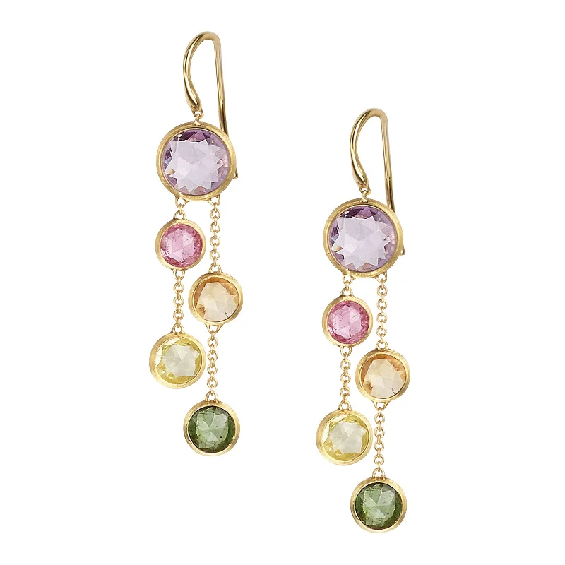 Best hoop earrings with vintage rhinestone embellishments for a retro-glam effect-Jaipur Mixed Gemstone 2-Strand Earrings