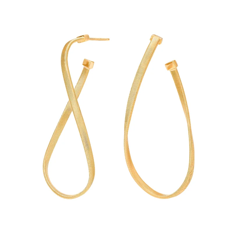 Classic hoop earrings with a thin profile for a sleek and subtle style-Marrakech Twisted Irregular Medium Hoops