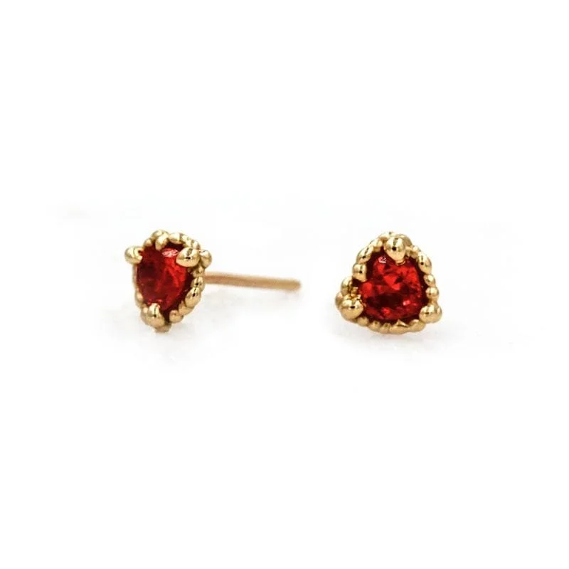 Best hoop earrings with baroque pearls for a luxurious and elegant vibe-Orange Sapphire Sweetheart Studs