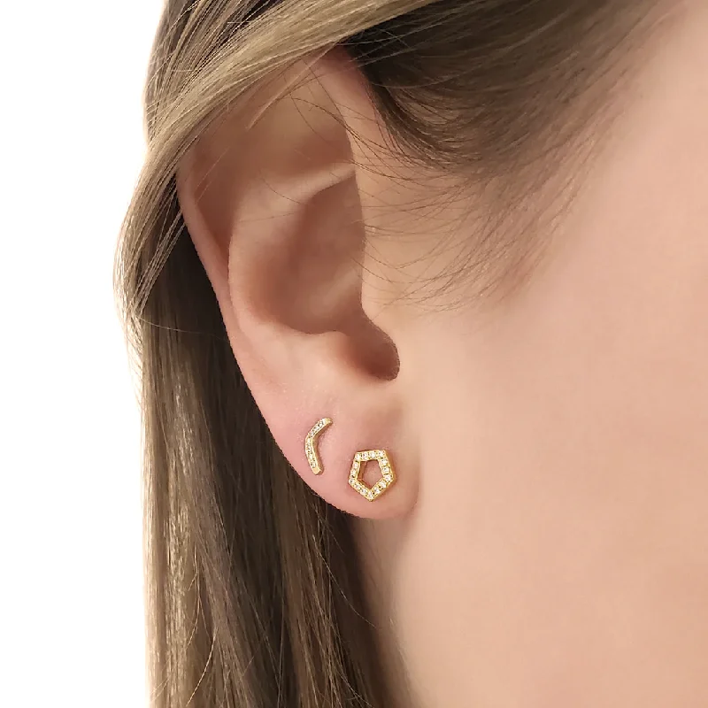 Best hoop earrings with custom designs for a personalized, unique accessory-Pave Pentagonal Stud Earring