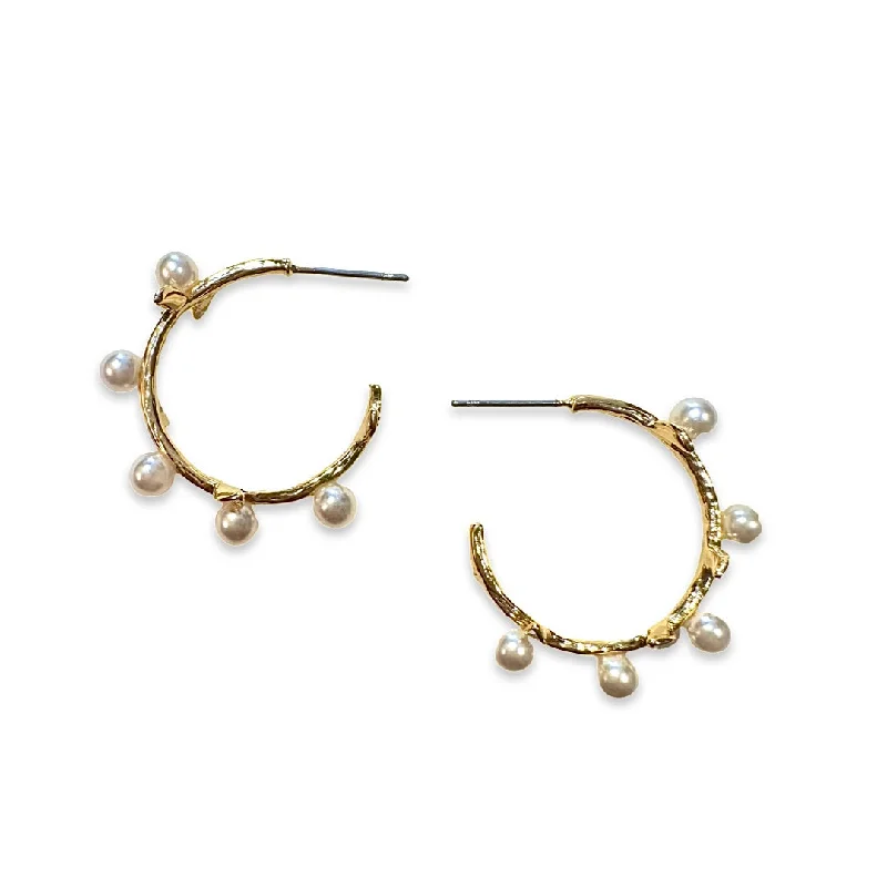 Hoop earrings with textured finishes for a vintage and classic style-Pearl Vine Hoop Earrings