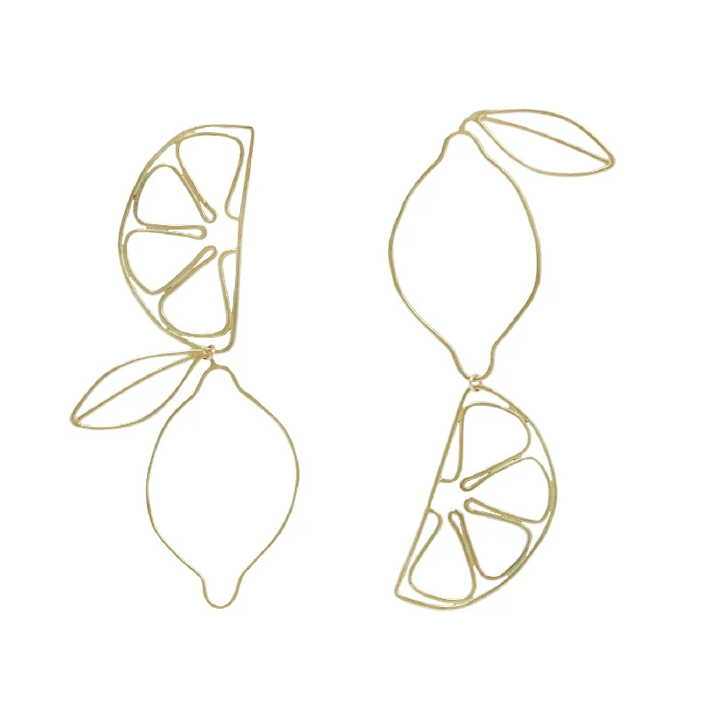 Best hoop earrings with Swarovski crystals for added sparkle and luxury-PICNIC EARRINGS / LEMON & WEDGE / SHORT