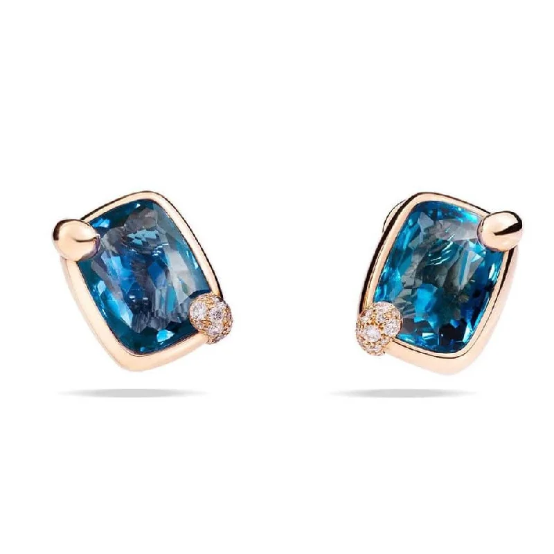 Best hoop earrings with vintage coins for a retro, antique-inspired style-London Blue Topaz & Diamond Ritratto Earrings