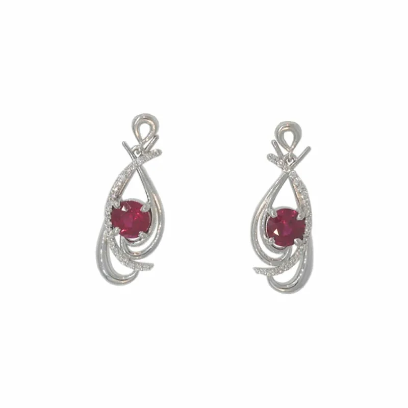 Best hoop earrings with geometric shapes for a modern and artistic appeal-Ruby and Diamond Dangle Earrings