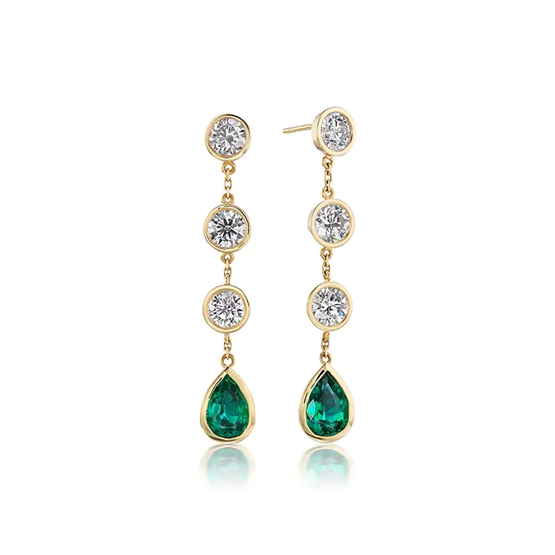 Best hoop earrings with minimalist designs for a clean and modern aesthetic-Emerald and Diamond Dangle Earrings