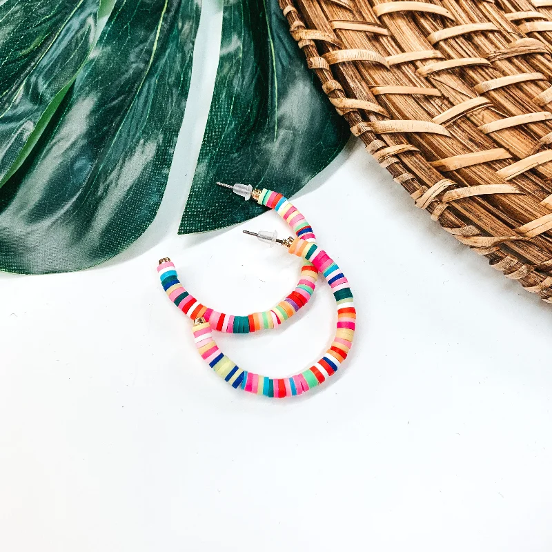 Large hoop earrings for a bold and statement-making fashion accessory-Rubber Bead Hoop Earrings in Multi