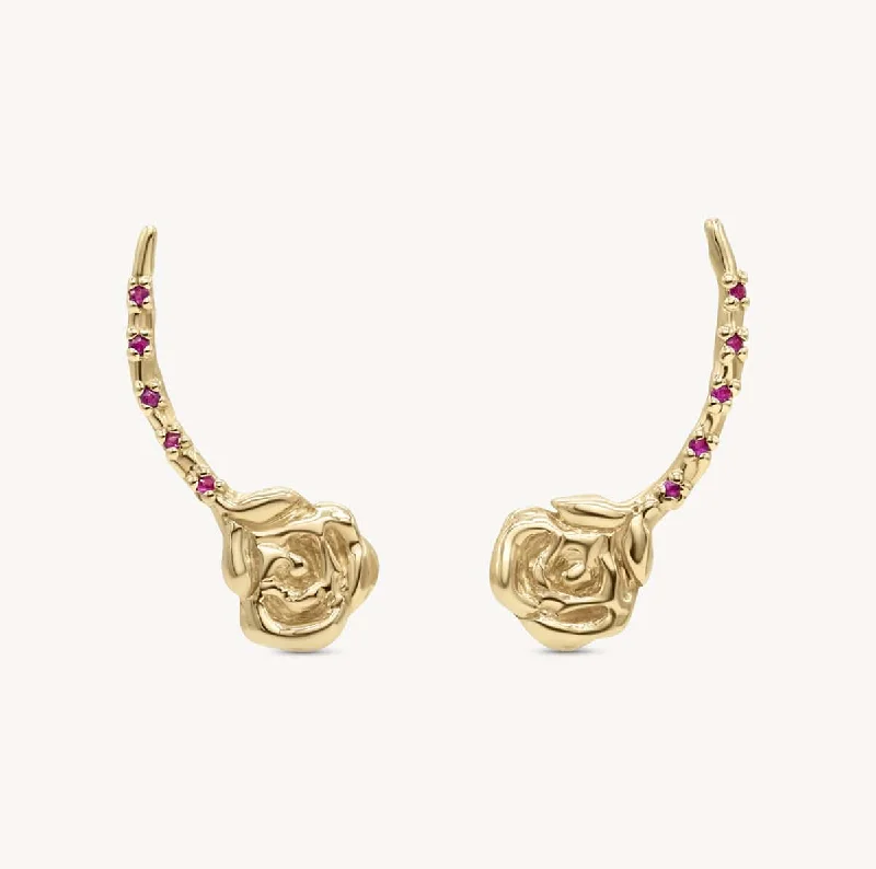 Hoop earrings with heart-shaped frames for a romantic and feminine look-Ruby Rose Studs