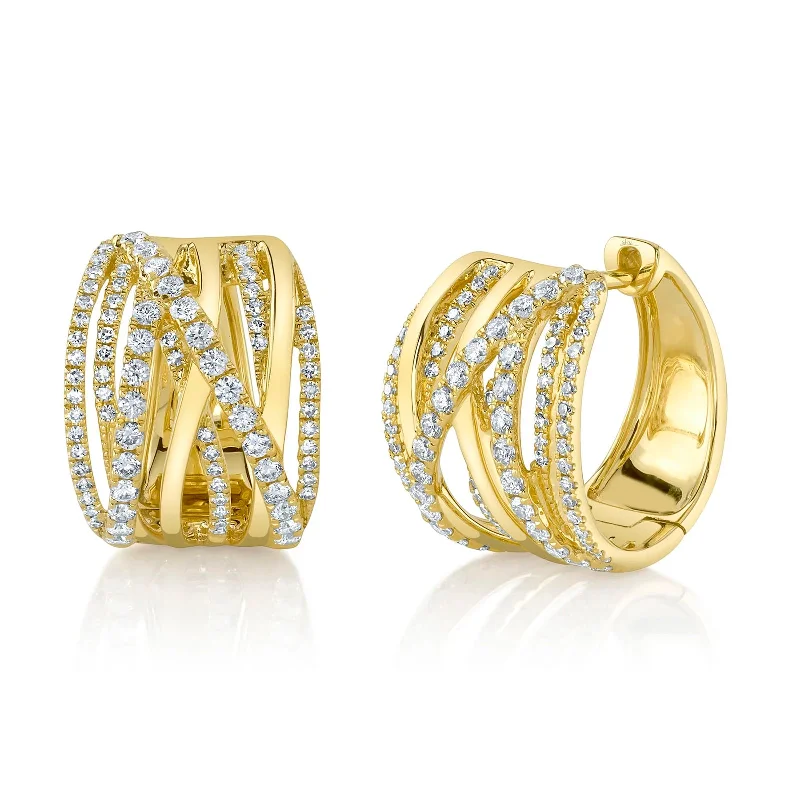 Medium hoop earrings for an everyday look with the perfect balance of style-Diamond Bridge Hoop Earrings