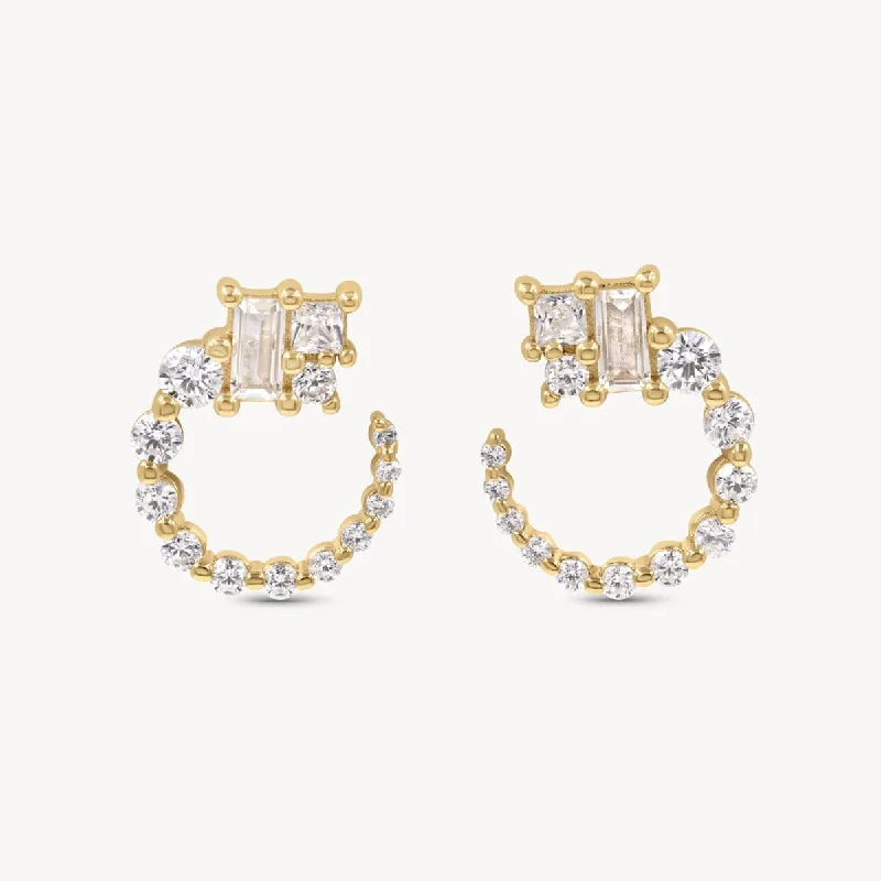 Best hoop earrings with butterfly motifs for a playful and whimsical appearance-Shooting Star Diamond Earrings