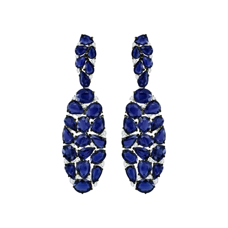 Best hoop earrings with smooth ceramic finishes for a polished, clean style-Blue Sapphire and Diamond Mosaic Earrings