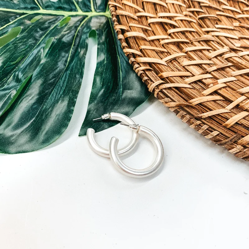 Hoop earrings with braided patterns for a detailed and textured finish-Small Metal Hoop Earrings in Silver