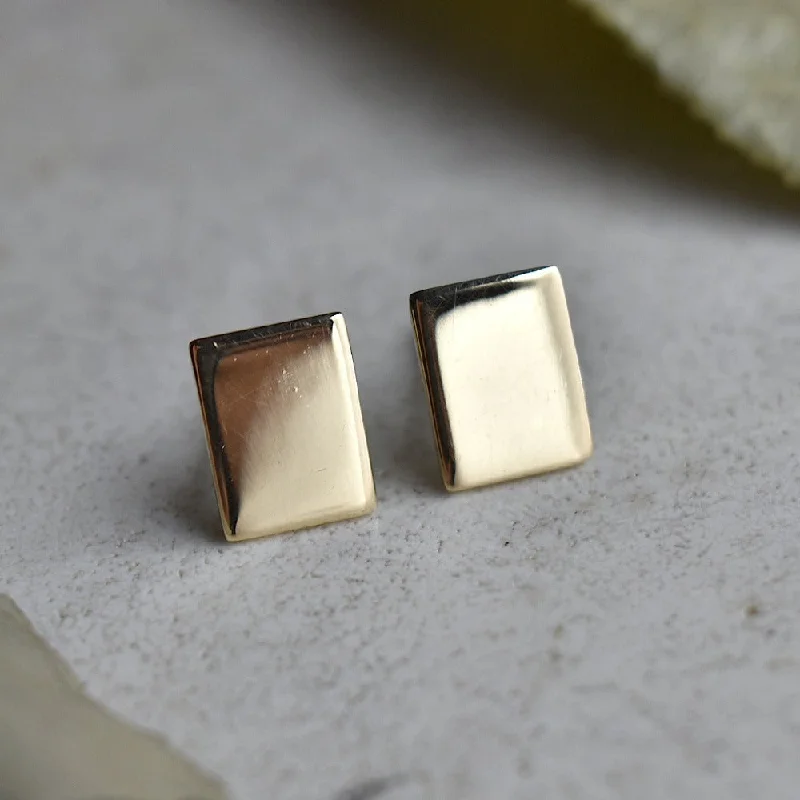 Best hoop earrings with detachable studs for a versatile and adjustable accessory-Small Rectangular Brass Studs