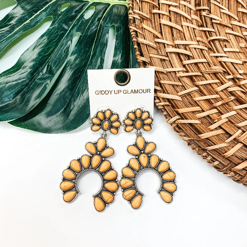 Best hoop earrings with intricate beaded details for a textured, stylish appearance-Squash Blossom Post Earrings in Yellow