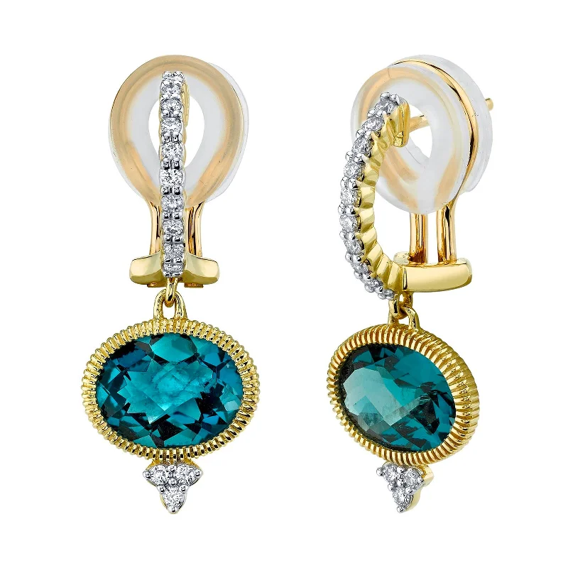 Best hoop earrings with geometric cuts for a sharp, modern appeal-London Blue Topaz and Diamond Earrings