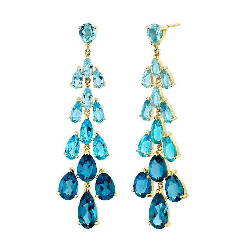 Best hoop earrings with Swarovski crystals for added sparkle and luxury-Blue Topaz Ombre Chandelier Earrings