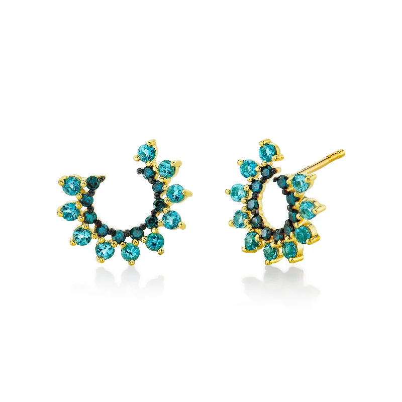 Small hoop earrings for a delicate and understated everyday wear-Swiss Blue Topaz & Enhanced Blue Diamond Wrap Earrings