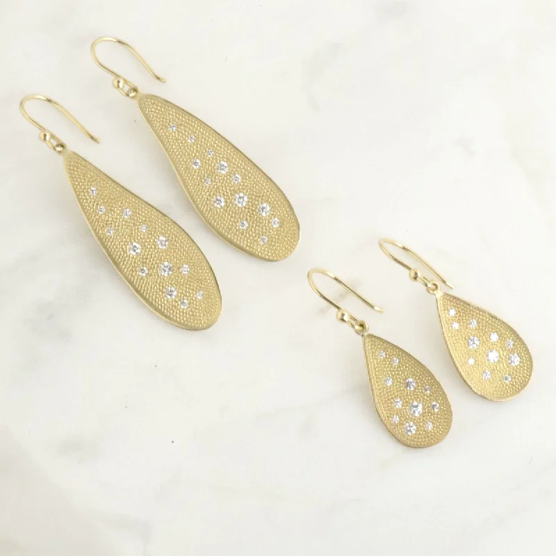 Small hoop earrings for a delicate and understated everyday wear-Stardust Diamond Organic Teardrop Hook Earrings