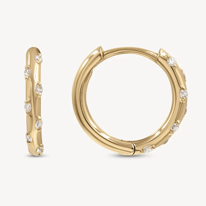 Best hoop earrings with hammered gold for a rustic yet elegant look-Starry Diamond Mini Hoops